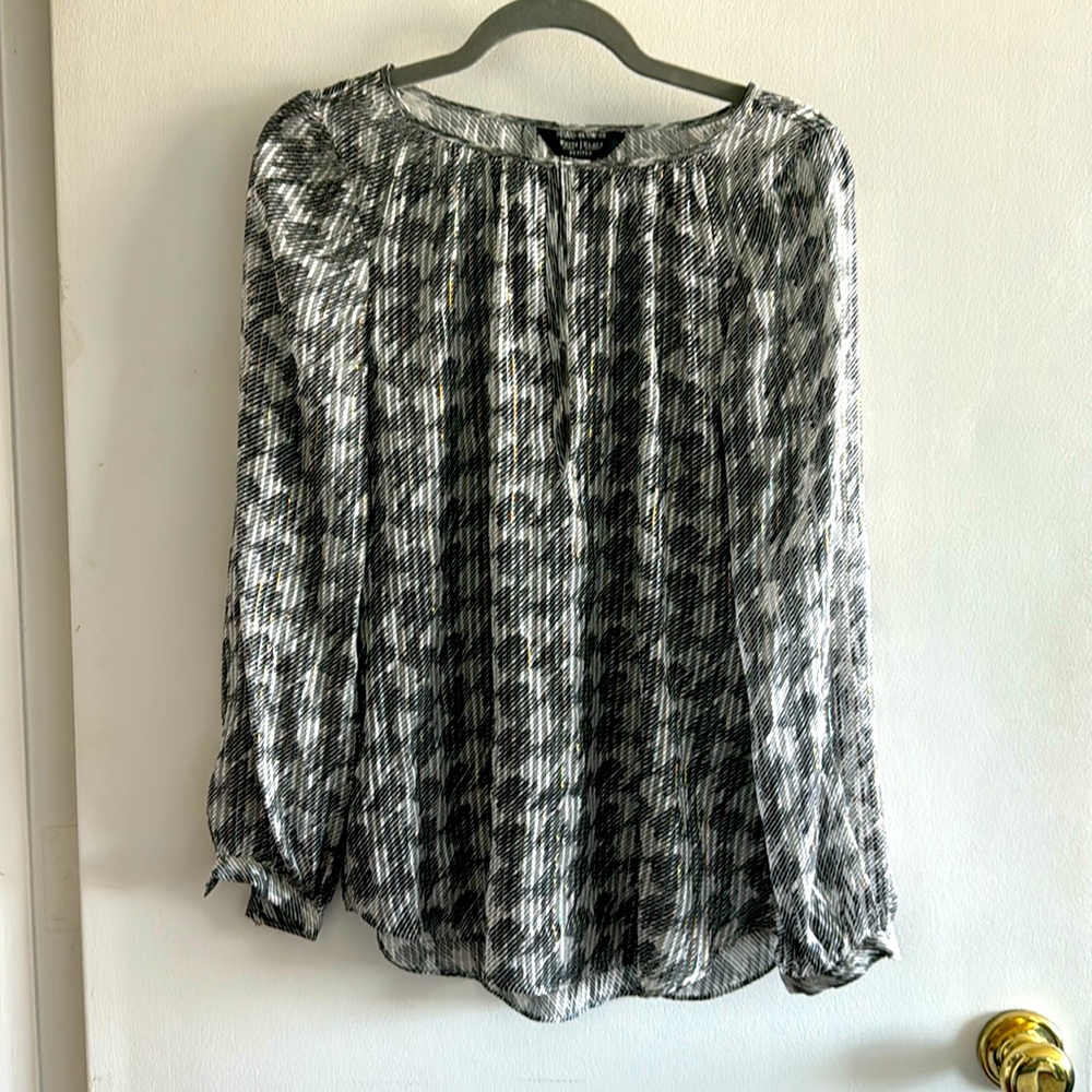 WHBM 10P houndstooth, sparkle print blouse.